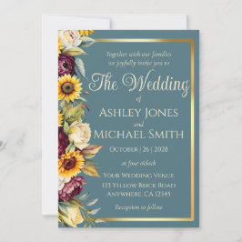Convite Casamento de Legância de Girassol