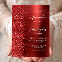 Casamento de Letra Brilhante em Metal Vermelho