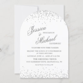 Convite Casamento de Letra Cursiva Elegante Brilho Prata B