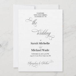 Convite Casamento de Letra de Caligrafia Simples e Elegant
