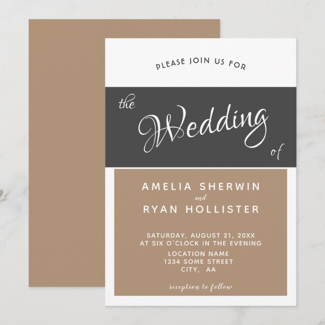 Convite Casamento de Letra Simples e Elegante Moderna (Frente/Verso)