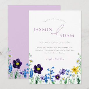 Convite Casamento de Lilac & Blue Wildflower