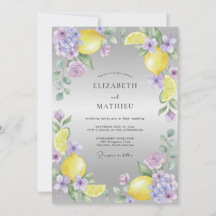 Convite Casamento de Lilás Amarelo Cítrico Eucalipto