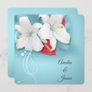 Convite Casamento de Lily Branca e Vermelha