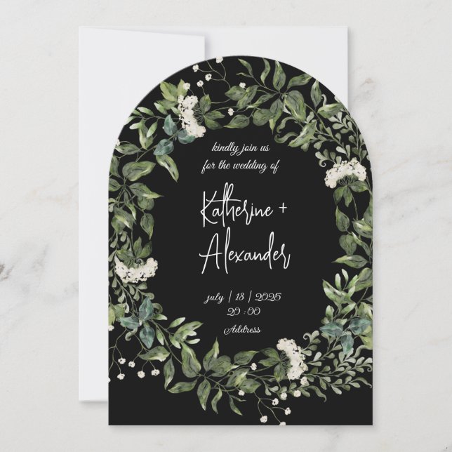 Convite Casamento de Lily floral negra (Frente)