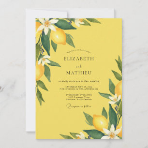 Convite Casamento de Limão Amarelo Cítrico Eucalipto Silen