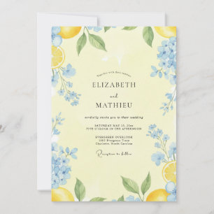 Convite Casamento de Limão Azul Cítrico Eucalipto