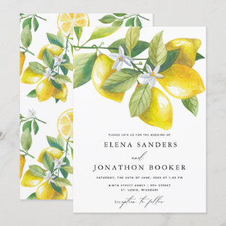 Convite Casamento de Limão de Aquarela Citrus