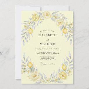 Convite Casamento de Limão Eucalipto Amarelo Manteiga