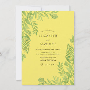 Convite Casamento de Limão Tropical Palmeira Eucalipto
