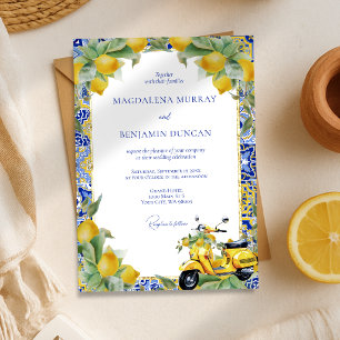 Convite Casamento de Limas de Scooter Italiano e Azulejos