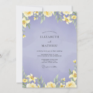 Convite Casamento de Lírio Amarelo e Periwinkle