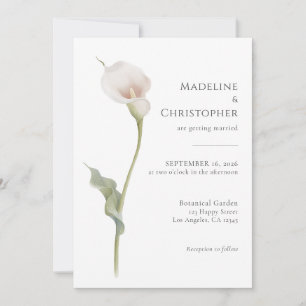 Convite Casamento de Lírio Calla Branco Minimalista Elegan