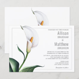 Convite Casamento de Lírio de Calla Branco Marfim Elegante