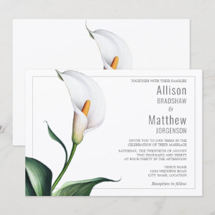 Convite Casamento de Lírio de Calla Branco Marfim Elegante