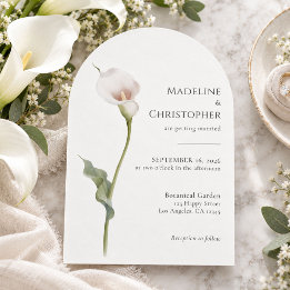 Convite Casamento de Lírio-de-Calla Branco Minimalista Mod