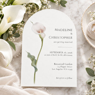 Convite Casamento de Lírio-de-Calla Branco Minimalista Mod