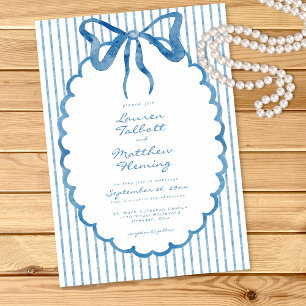 Convite Casamento de Listra de Arco de Aquarela Azul Capri
