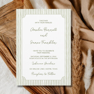Convite Casamento de Listra Verde Aquarela Clássico Casame