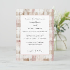 Convite Casamento de Listras Abstratas Rosa Creme Marrom