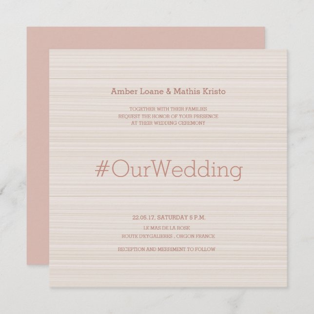 Convite Casamento de listras de ouro elegantes e modernas  (Frente/Verso)