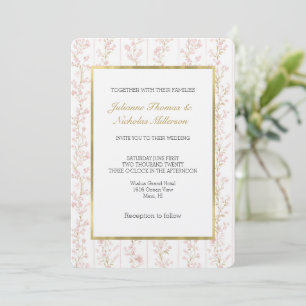 Convite Casamento de Listras Florais Rosa Choque Bonito