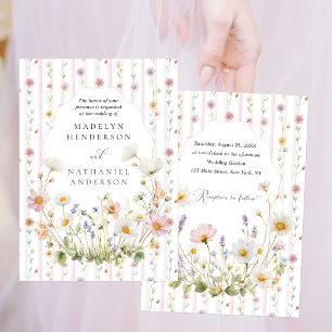 Convite Casamento de Listras Formais de Prado de Flores Si