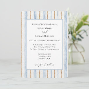 Convite Casamento de Listras Marrom Creme Azul