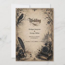 Convite Casamento de Livro de Corvo de Academia Sombria Gó