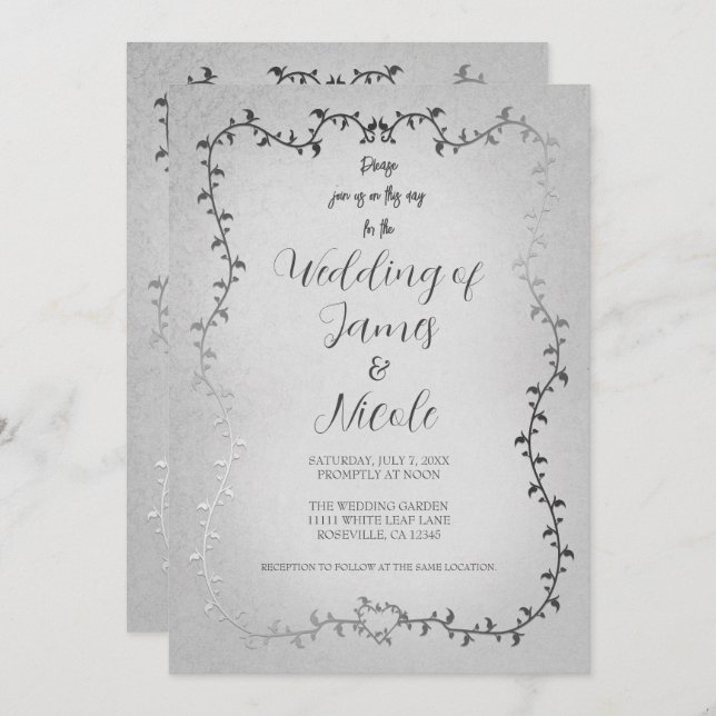 Convite Casamento de Livro de Histórias de Folhas Brancas  (Frente/Verso)