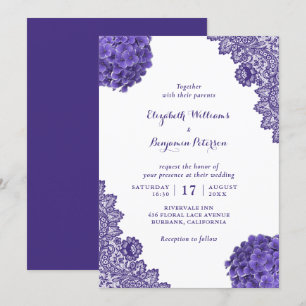 Convite Casamento de Locação Floral de Hydrangea Roxo-Ru