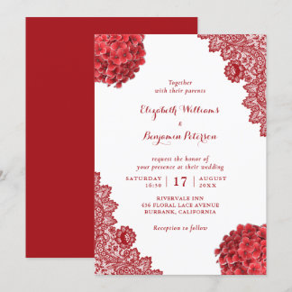 Convite Casamento de Locais Florais de Hydrangea Vermelha