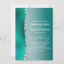 Convite Casamento De Lúpulo De Lúpulo Teal Turquoise Silve