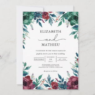 Convite Casamento De Lush Floral Profundo