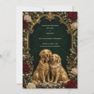Convite Casamento de Luxo 3D Golden Retriever Natal