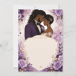 Convite Casamento de Luxo Anime Roxo e Dourado
