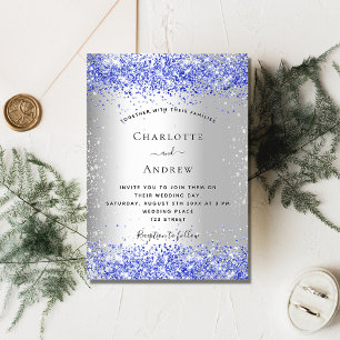 Convite Casamento de luxo azul de prata
