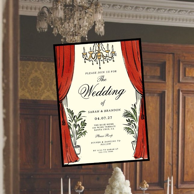 Convite Casamento de Luxo Clássico Elegante Estilo Vintage (Criador carregado)