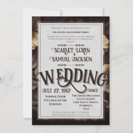 Convite Casamento de Luxo Clássico Retro Elegante
