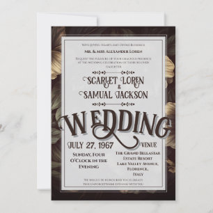 Convite Casamento de Luxo Clássico Retro Elegante