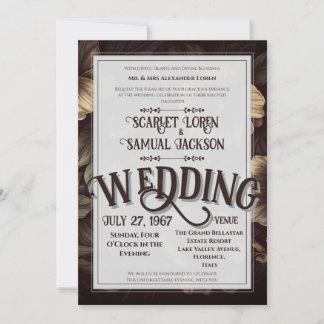 Convite Casamento de Luxo Clássico Retro Elegante