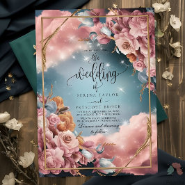 Convite Casamento de luxo com Buquê fina Floral