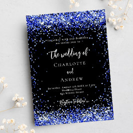 Convite Casamento de luxo com confete azul-real preto