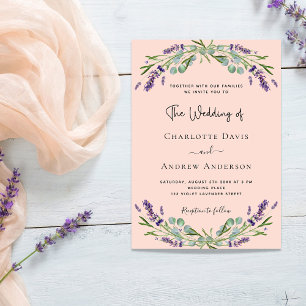 Convite Casamento de luxo com flores violeta de lavanda de