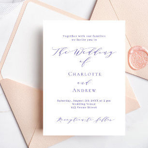 Convite Casamento de luxo com guião simples violeta