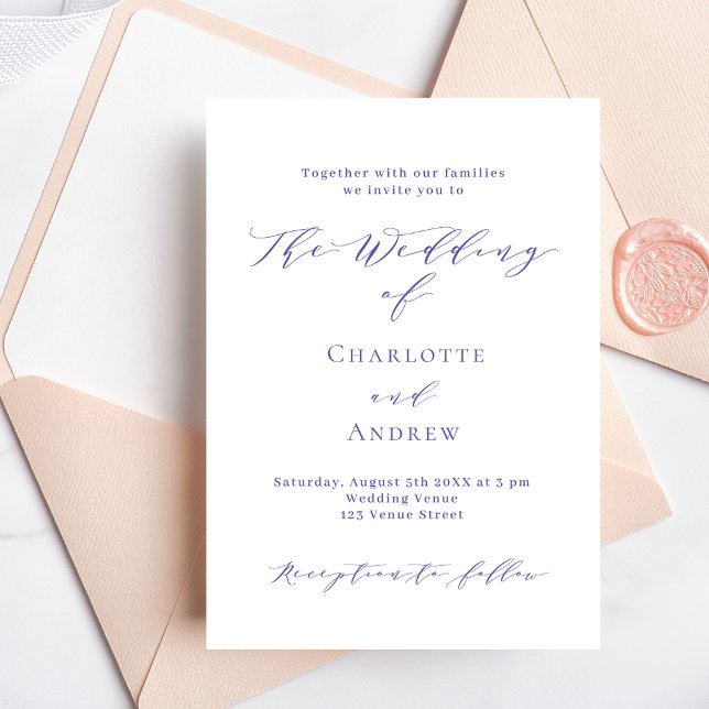 Convite Casamento de luxo com guião simples violeta (Criador carregado)