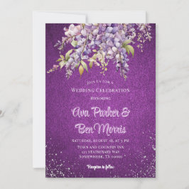 Convite Casamento de luxo com Lúxia Roxa Wisteria Silver G