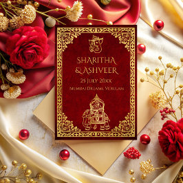 Convite Casamento de luxo com noivas índias de elefante de