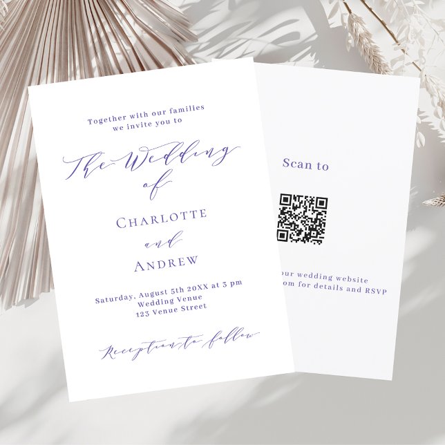Convite Casamento de luxo com RSVP de Código QR formal vio (Criador carregado)