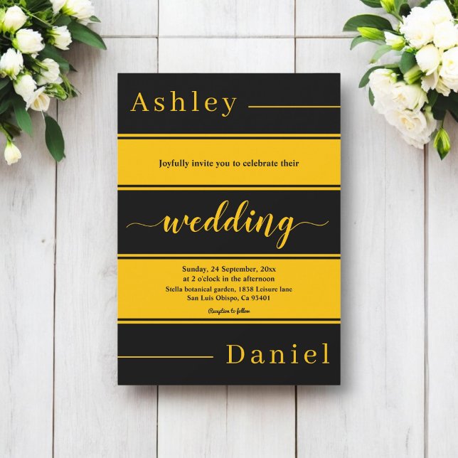 Convite Casamento De Luxo De Dourado E Gico Elegante (Criador carregado)